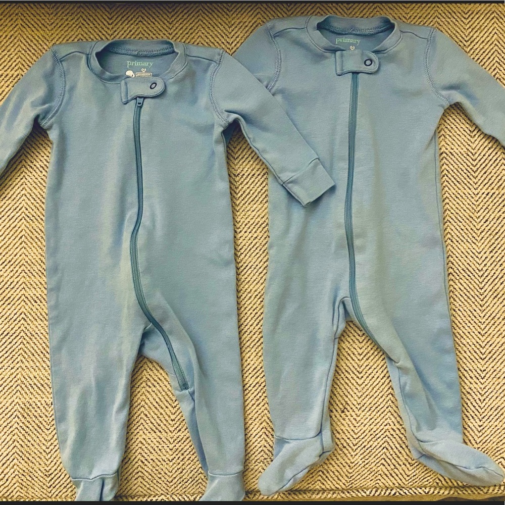 Primary Zip Footies / Sleepers / Twin set
